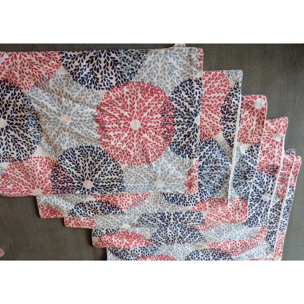John Robshaw "Chand" Hand Block Print Cotton Placemats - Set of 6
